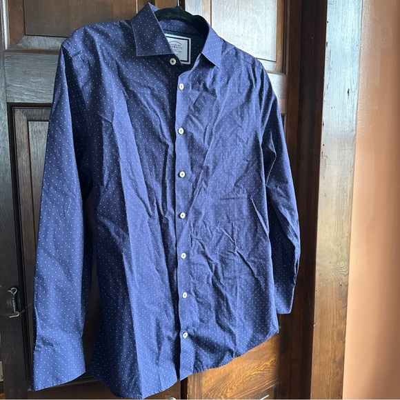 Charles Tyrwhitt Dark Blue Dotted Men's Shirt - Picture 2 of 4